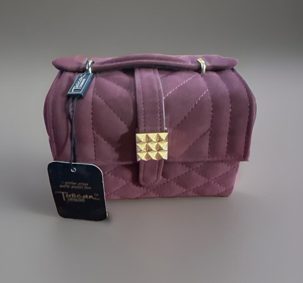 NWT Tuscan Designs Burgundy Quilted Suede Jewelry Case Travel Storage Box Gold
